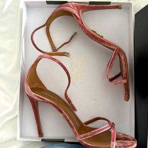 Aquazzura SZ 39 1/2 pink velvet sandal